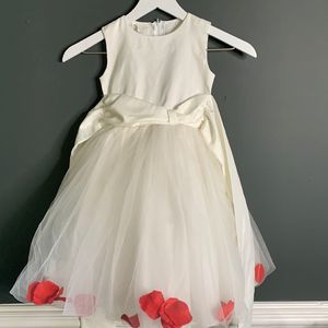 Girls White Satin Crinoline Dress